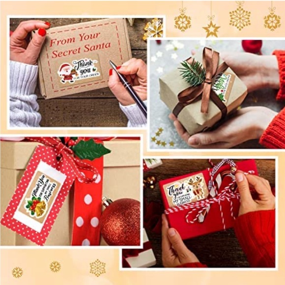 50 stickers- Holiday Thank you Stickers 1.6 x 1 inch - Picture 4 of 6